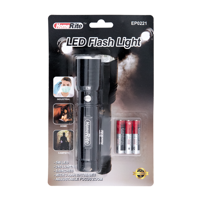 HomeRite Water Resistant LED Flash Light with Batteries
