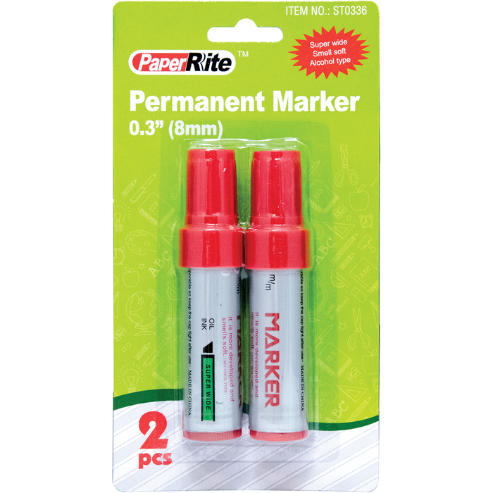 PaperRite 8mm Permanent Marker - Pack of 2