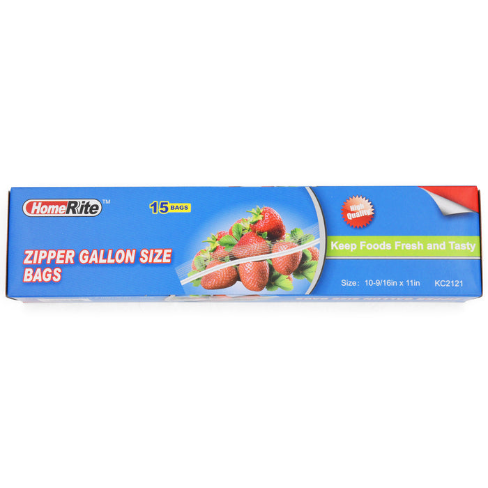 HomeRite Gallon Size Zipper Bags - 10 9/16" x 11" - 15ct