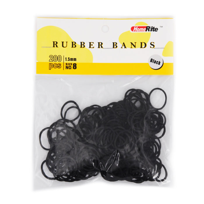 HomeRite 1.5mm Rubber Bands - 200pcs - Black
