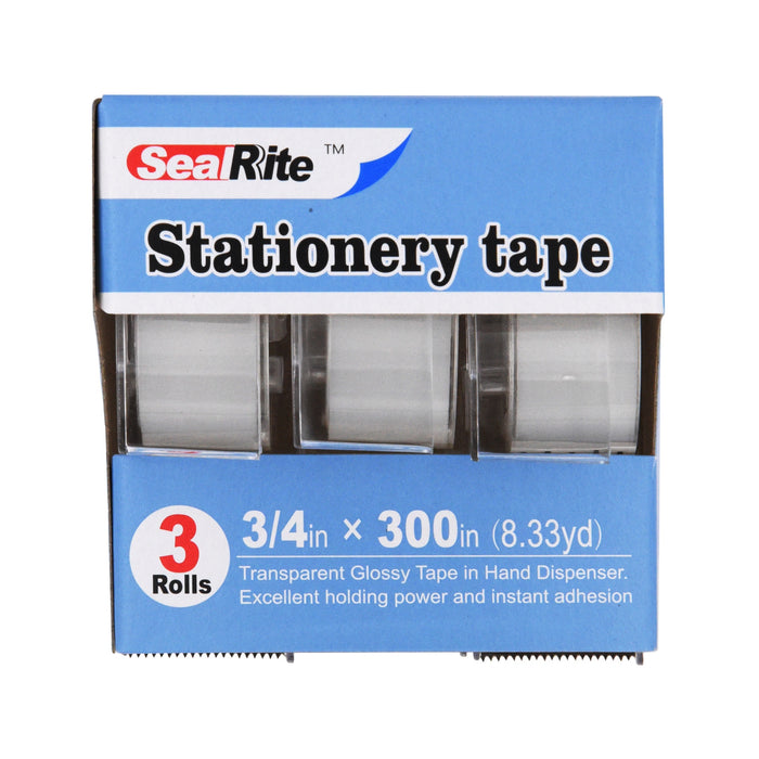 SealRite Stationery Tape 3/4" x 300" - Transparent - Pack of 3