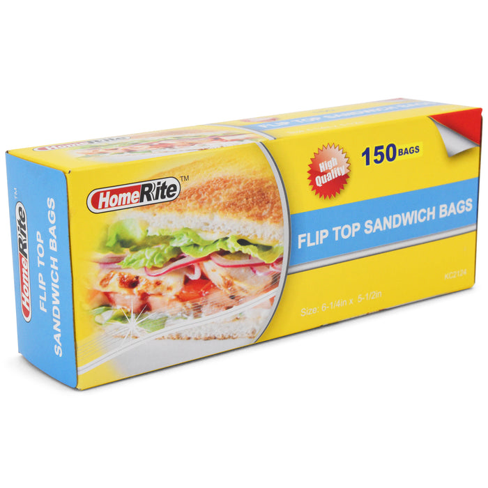 HomeRite Flip Top Sandwich Bags - 6 1/4" x 5 1/2" - 150ct
